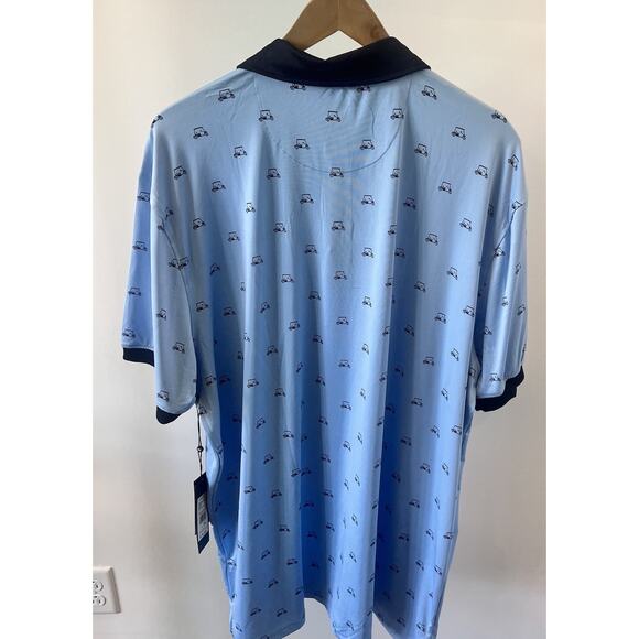 Kenneth Cole Golf Cart Blue Performance Polo Shirt Mens Size 2XL Retails $79 NWT - Picture 5 of 9